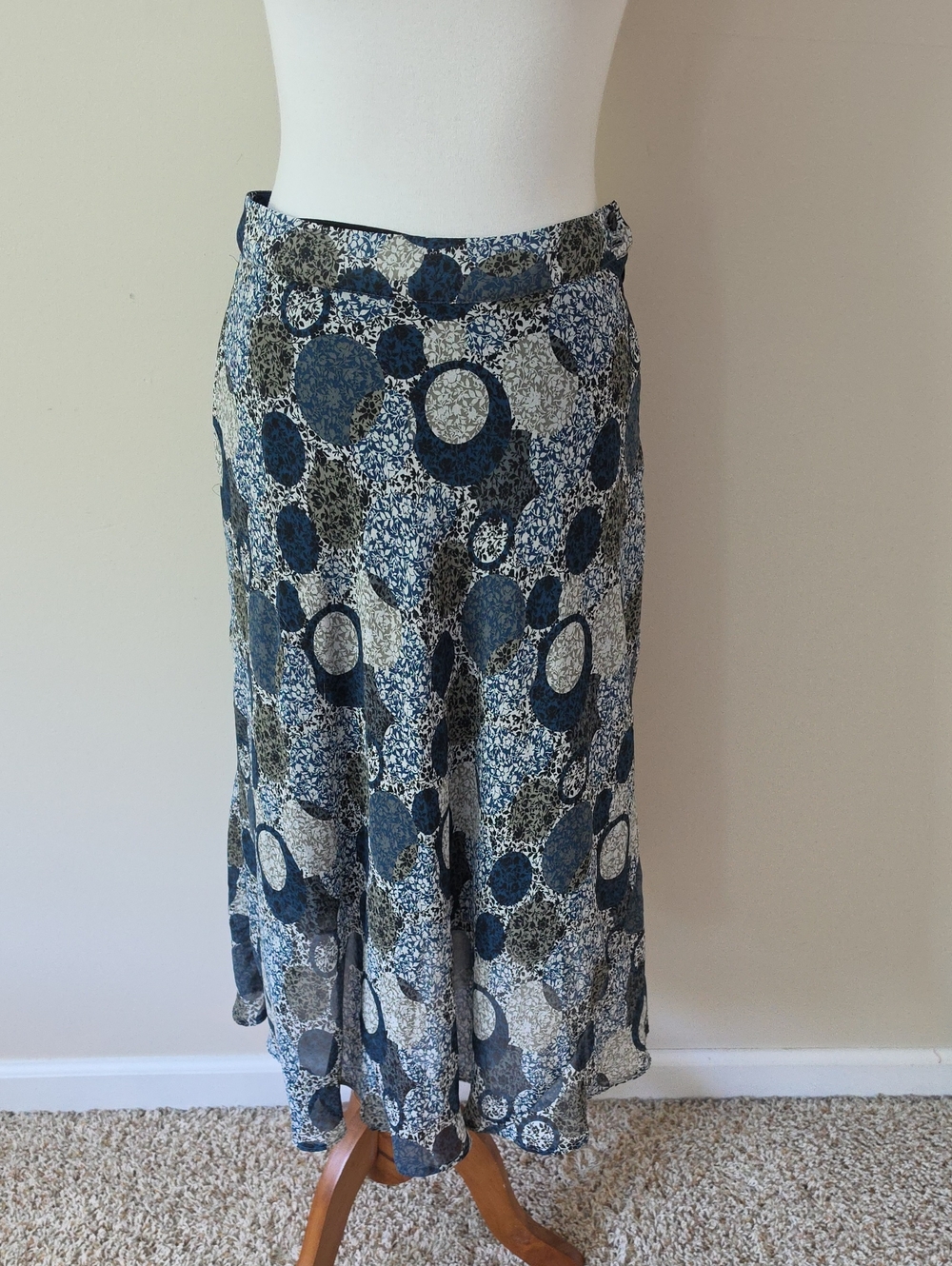 Papaya Blue Patterned A-Line  Skirt